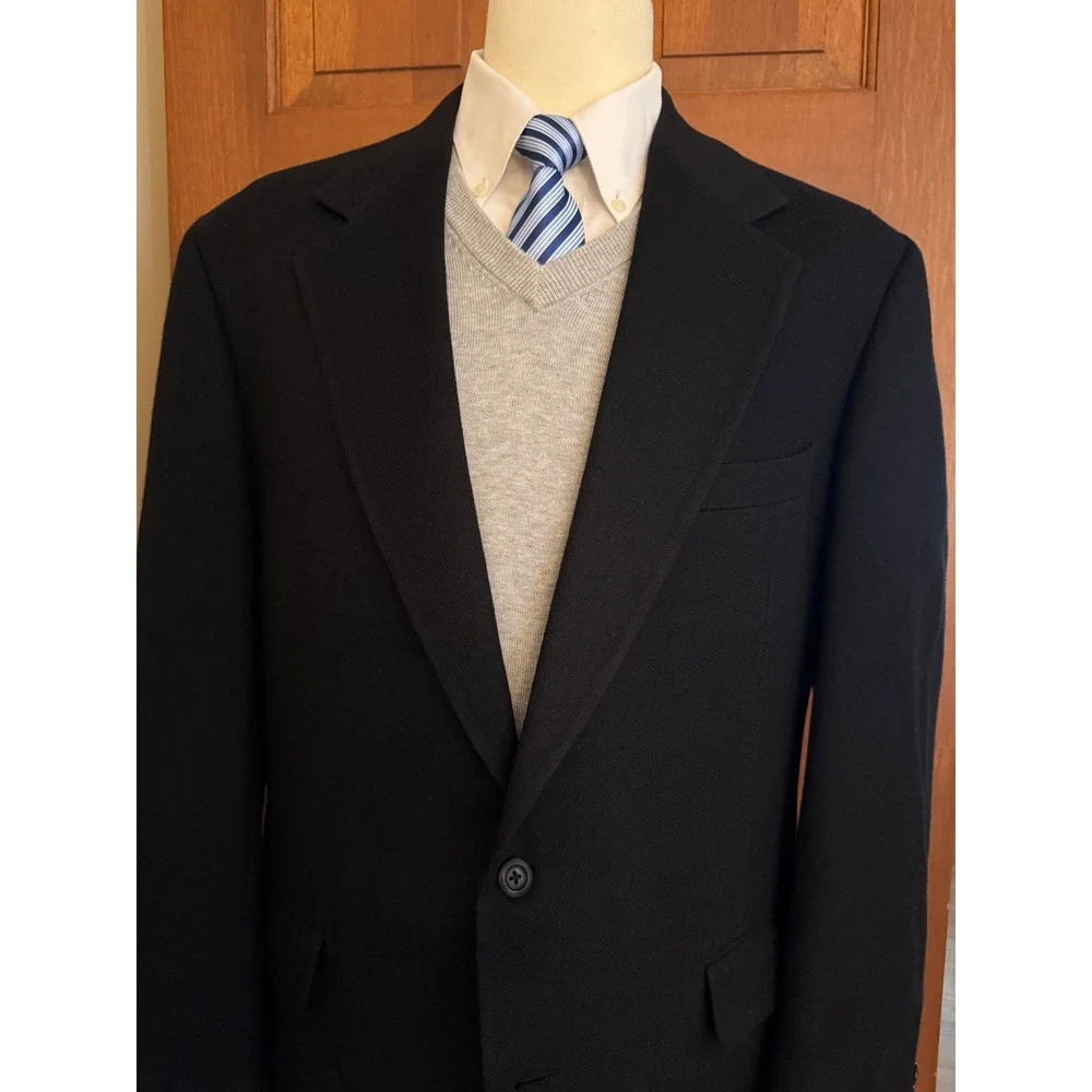 Nordstrom Loro Piana Mens 100% Camel Hair Blazer 44 EX-L Black Sport Coat Jacket